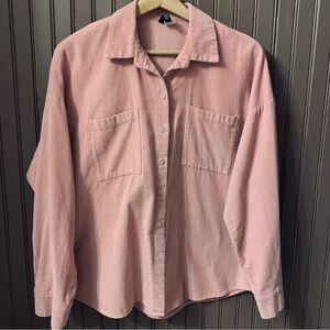 Pink Corduroy button down with covered buttons. Divided clothing by H&M